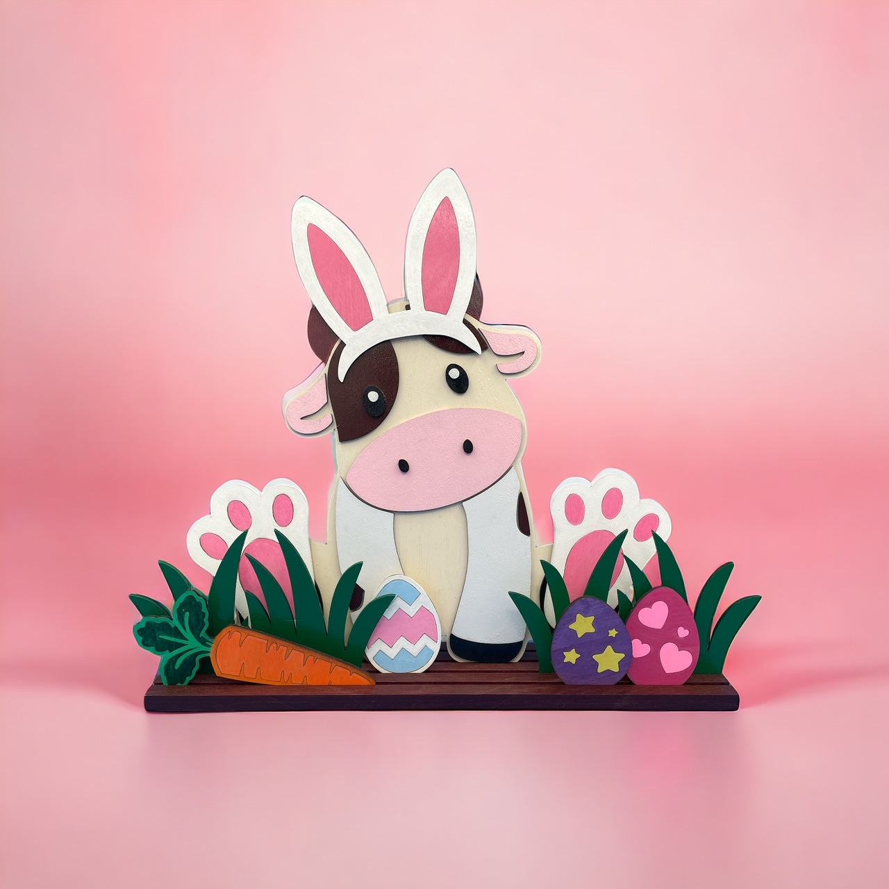 Easter Bunny Interchangeable Wooden Decorative Cow